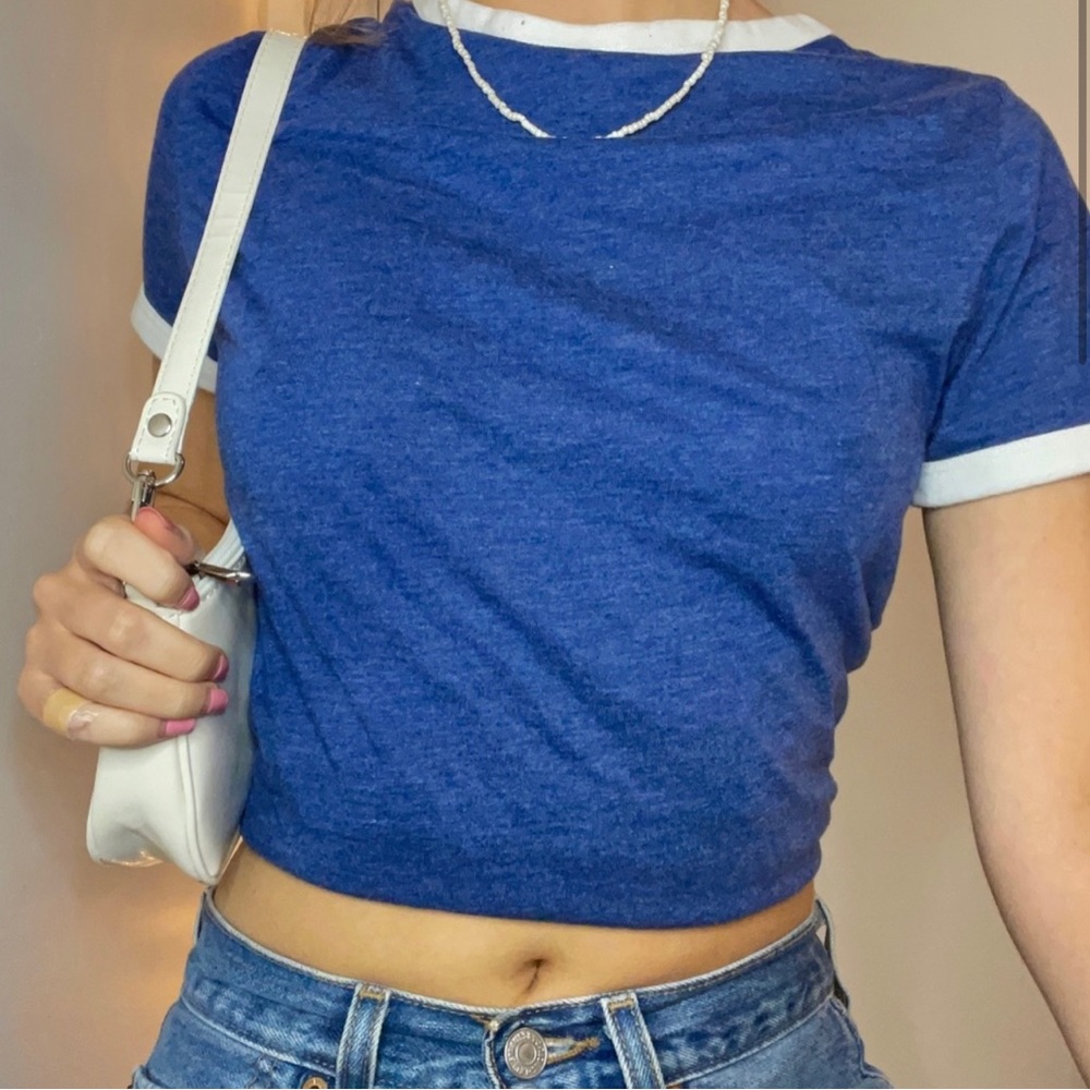 H&M Divide Blue tee with white trim